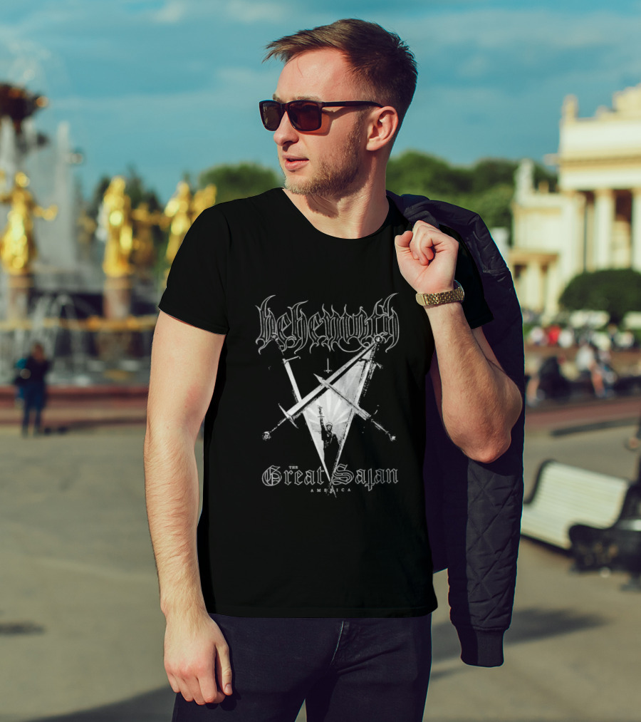 Behemoth Great Satan Inverted Cross Swords T-Shirt