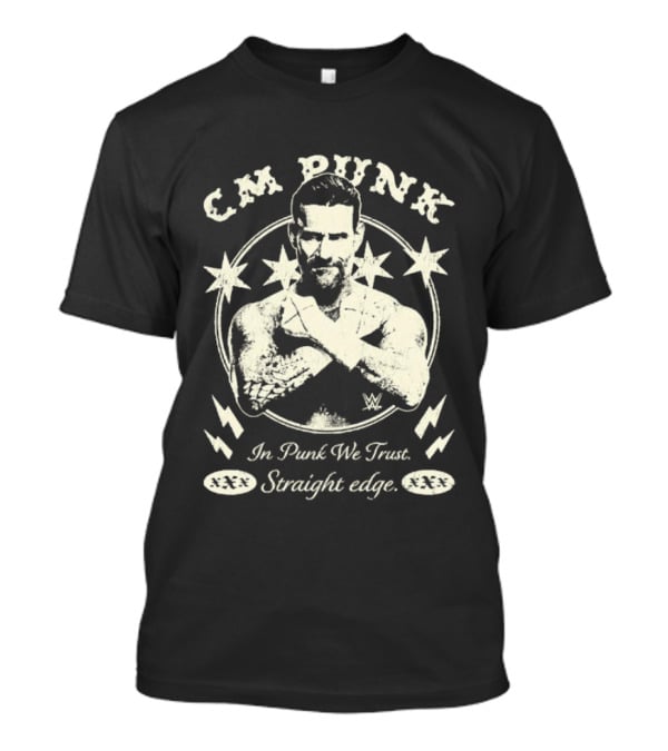 CM Punk In Punk We Trust Straight Edge Stars Lightning Wrestling T-Shirt