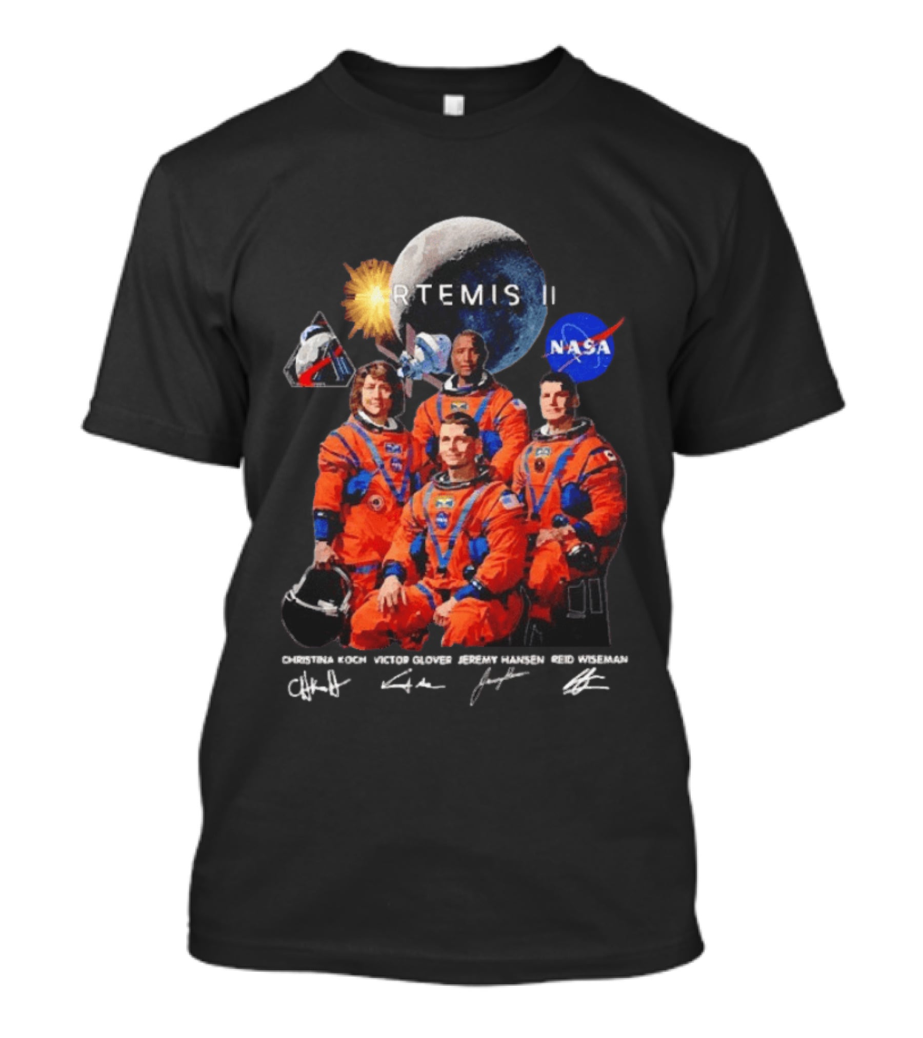 NASA Artemis II Christina Victor Jeremy Reid Astronaut Crew Moon Mission T-Shirt