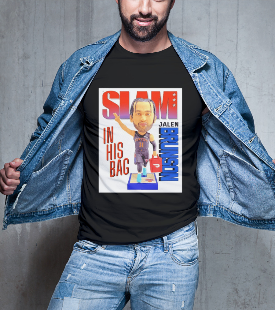Slam Jalen Brunson New York Knicks In His Bag Big Bobblehead T-Shirt