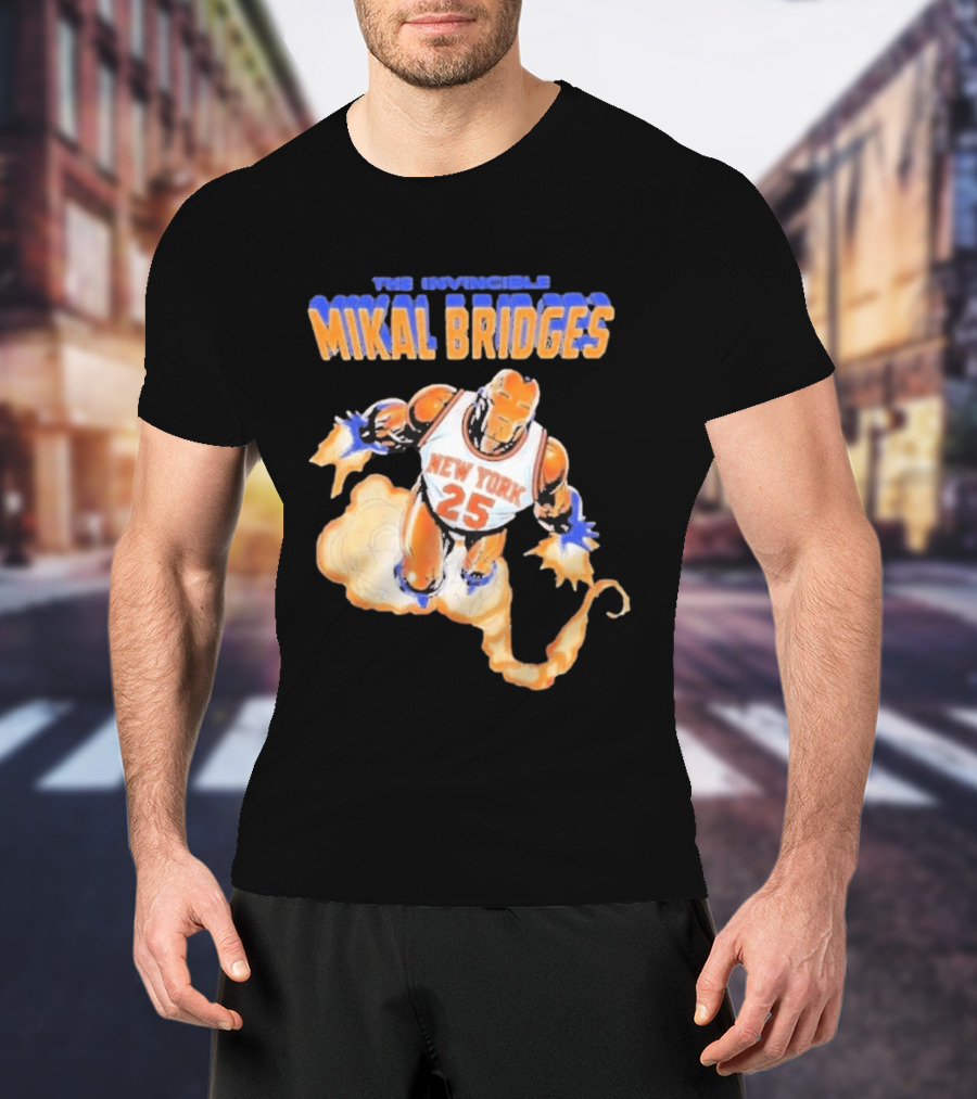 New York Knicks Mikal Bridges Iron Man 25 The Invincible T-Shirt