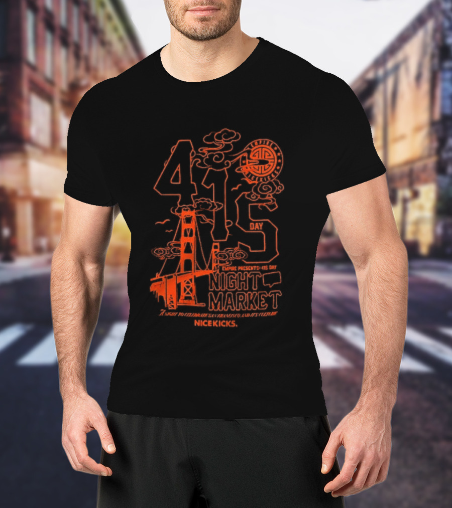 415 San Francisco Golden Gate Bridge Night Market Cityscape T-Shirt