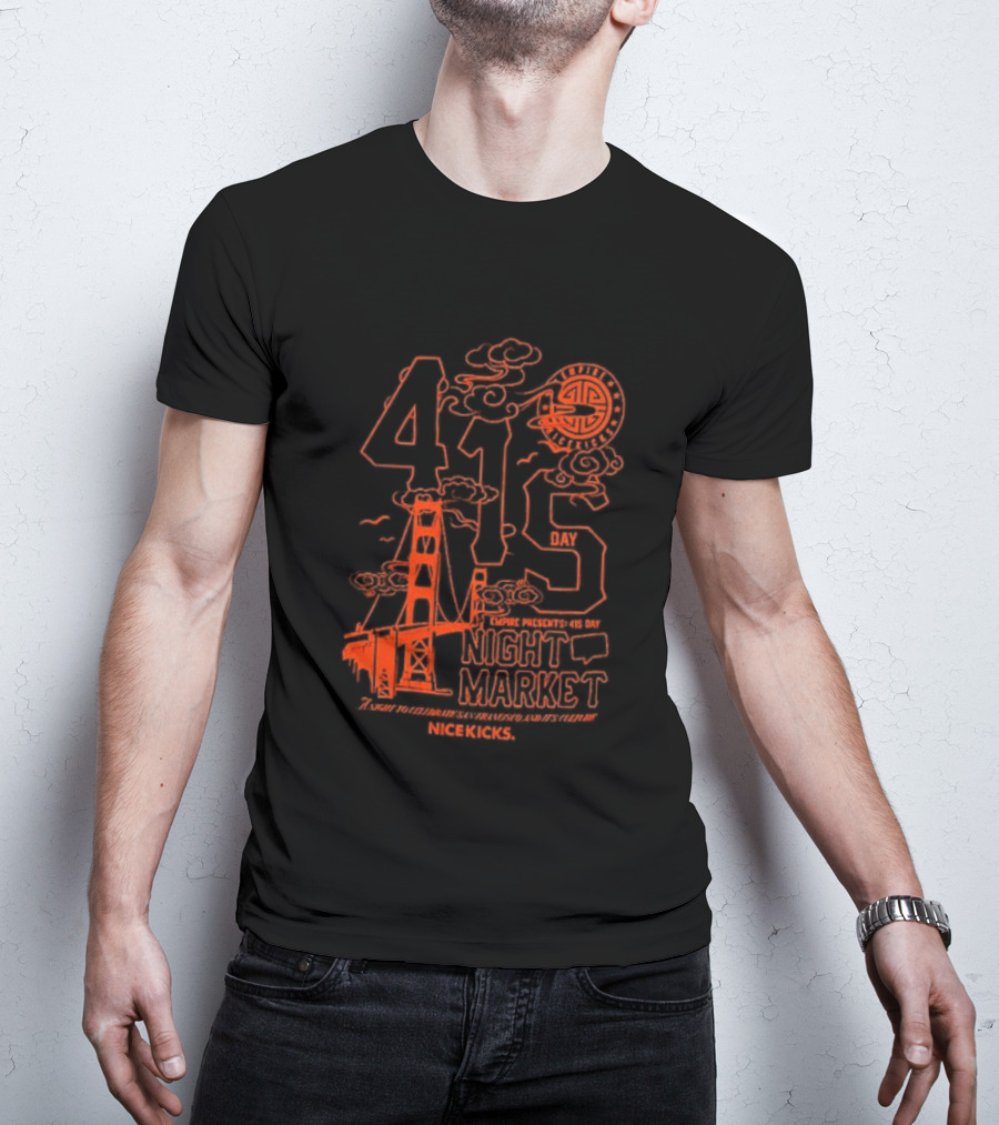 415 San Francisco Golden Gate Bridge Night Market Cityscape T-Shirt