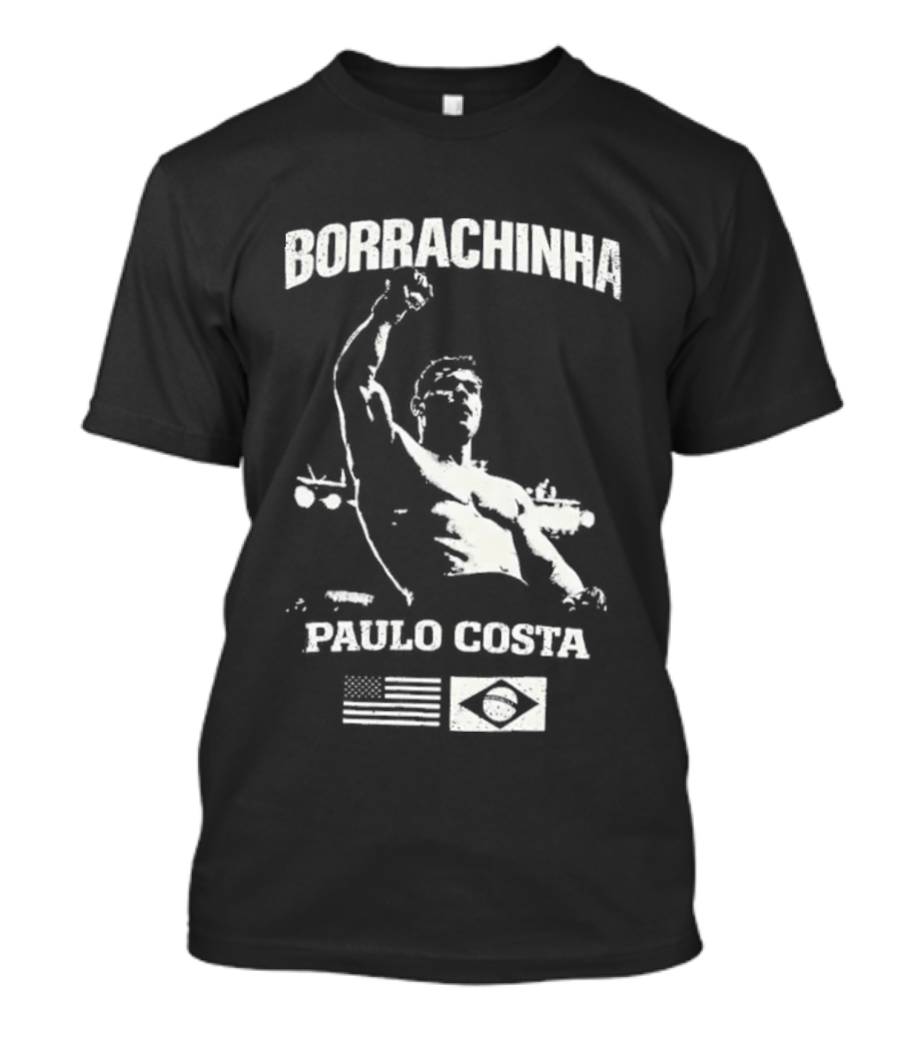 Borrachinha Paulo Costa Raised Arm MMA Fighter Brazil Flag T-Shirt