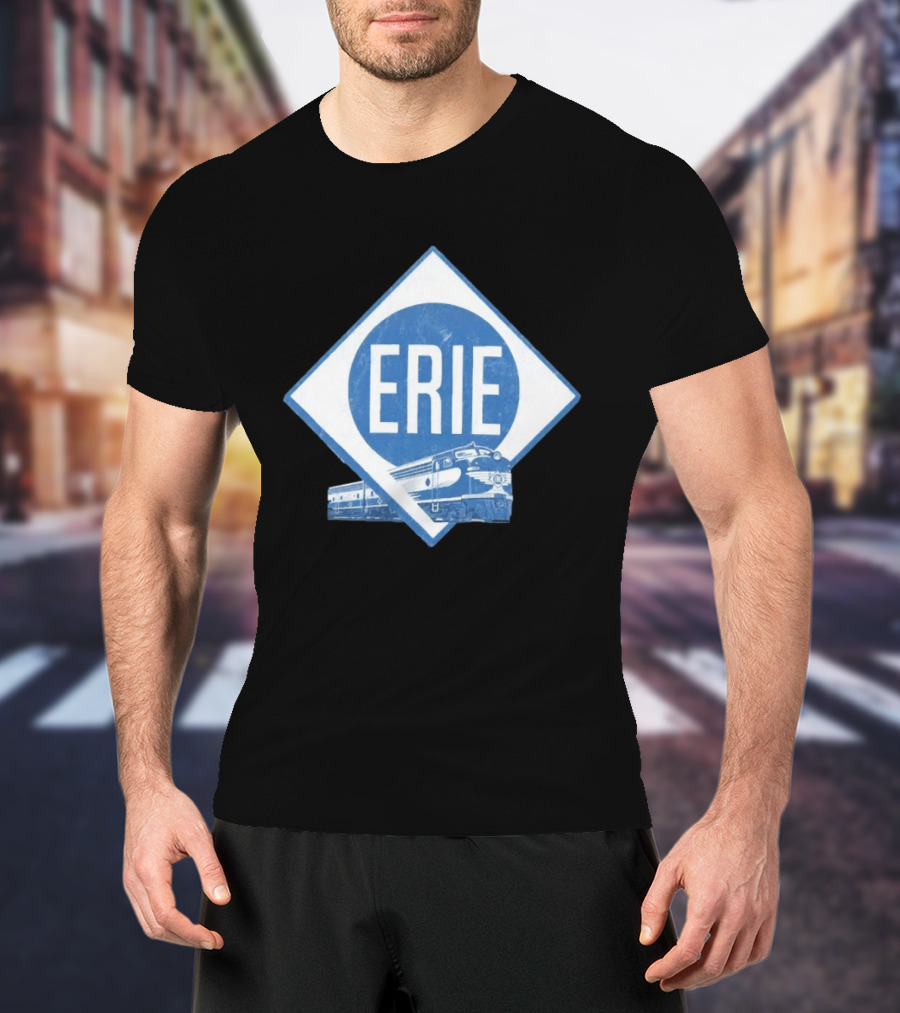 Erie Railway Train Vintage Blue T-Shirt