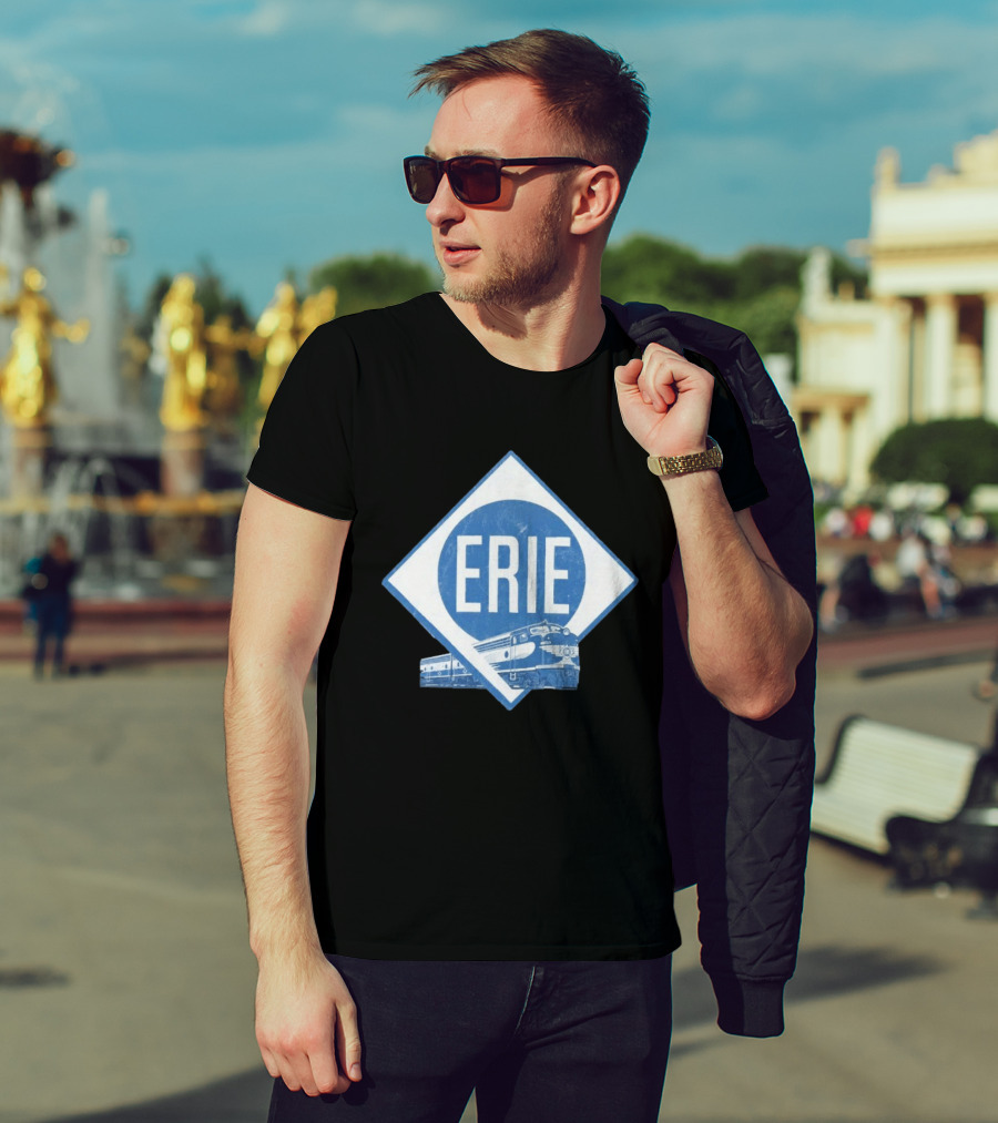 Erie Railway Train Vintage Blue T-Shirt