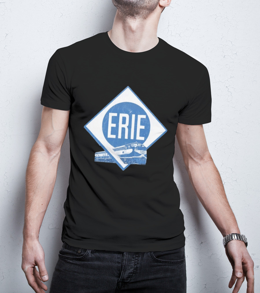 Erie Railway Train Vintage Blue T-Shirt