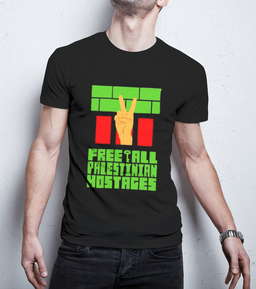 Celebrate Freedom Free All Palestinian Hostages Victory Hand T-Shirt