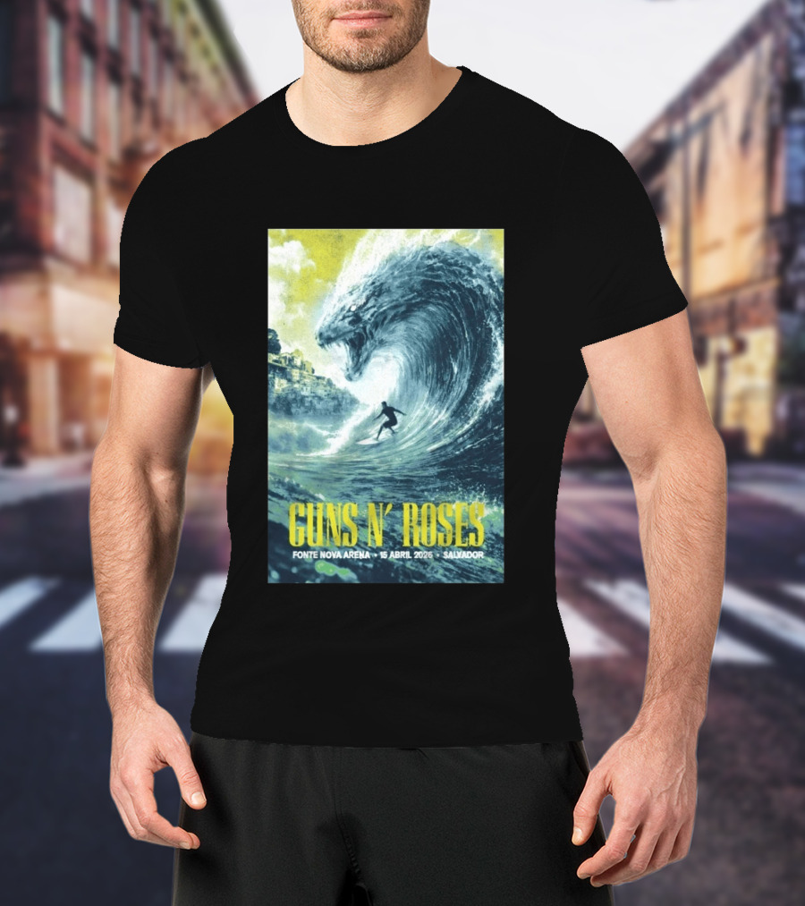 Guns N' Roses Concert April 15 2026 Fonte Nova Arena Salvador Surfer Wave T-Shirt