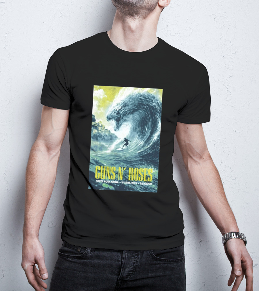 Guns N' Roses Concert April 15 2026 Fonte Nova Arena Salvador Surfer Wave T-Shirt