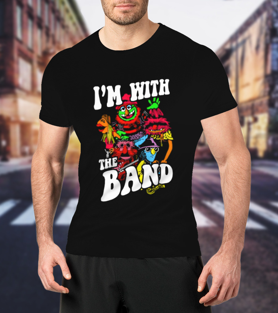 I'm With The Band Muppet Characters Colorful Collage T-Shirt