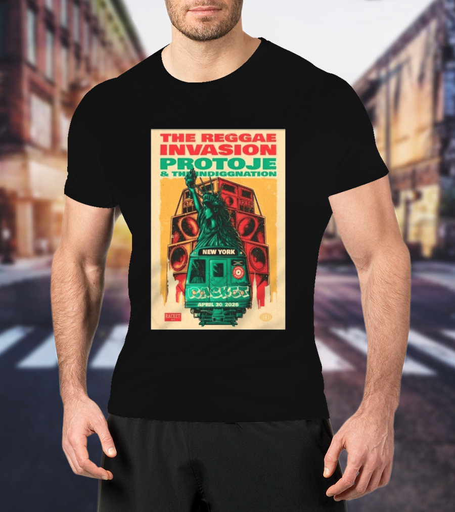 The Reggae Invasion Protoje Indiggnation New York April 30 2026 T-Shirt