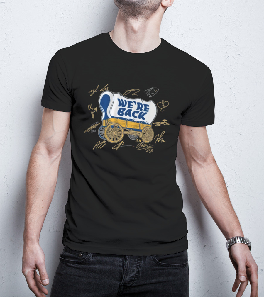We're Back Buffalo Hockey Wagon Team Player Signatures T-Shirt