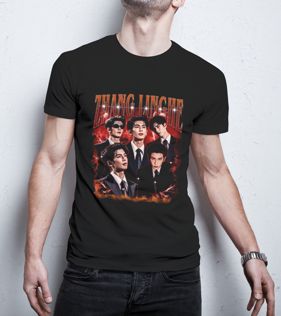 Zhang Linghe CDrama Actor Dramatic Red Lightning T-Shirt