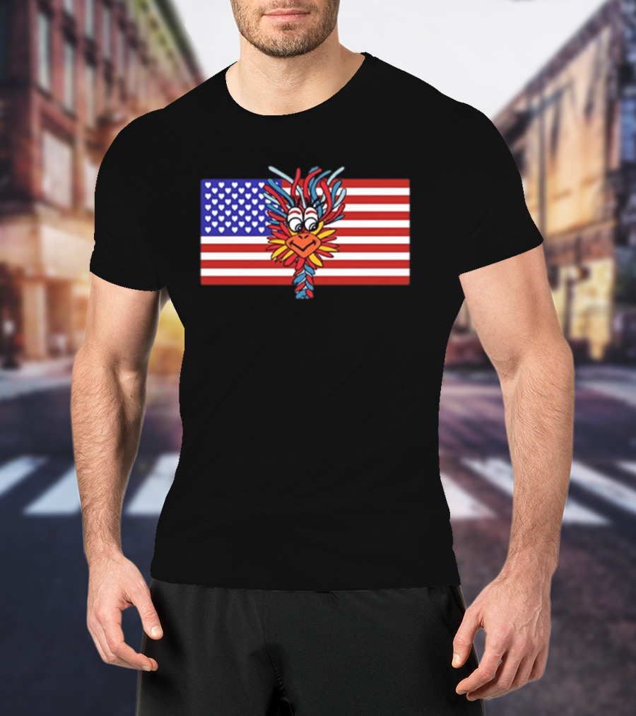 Patriotic Gooney Bird American Flag Hearts And Stripes T-Shirt
