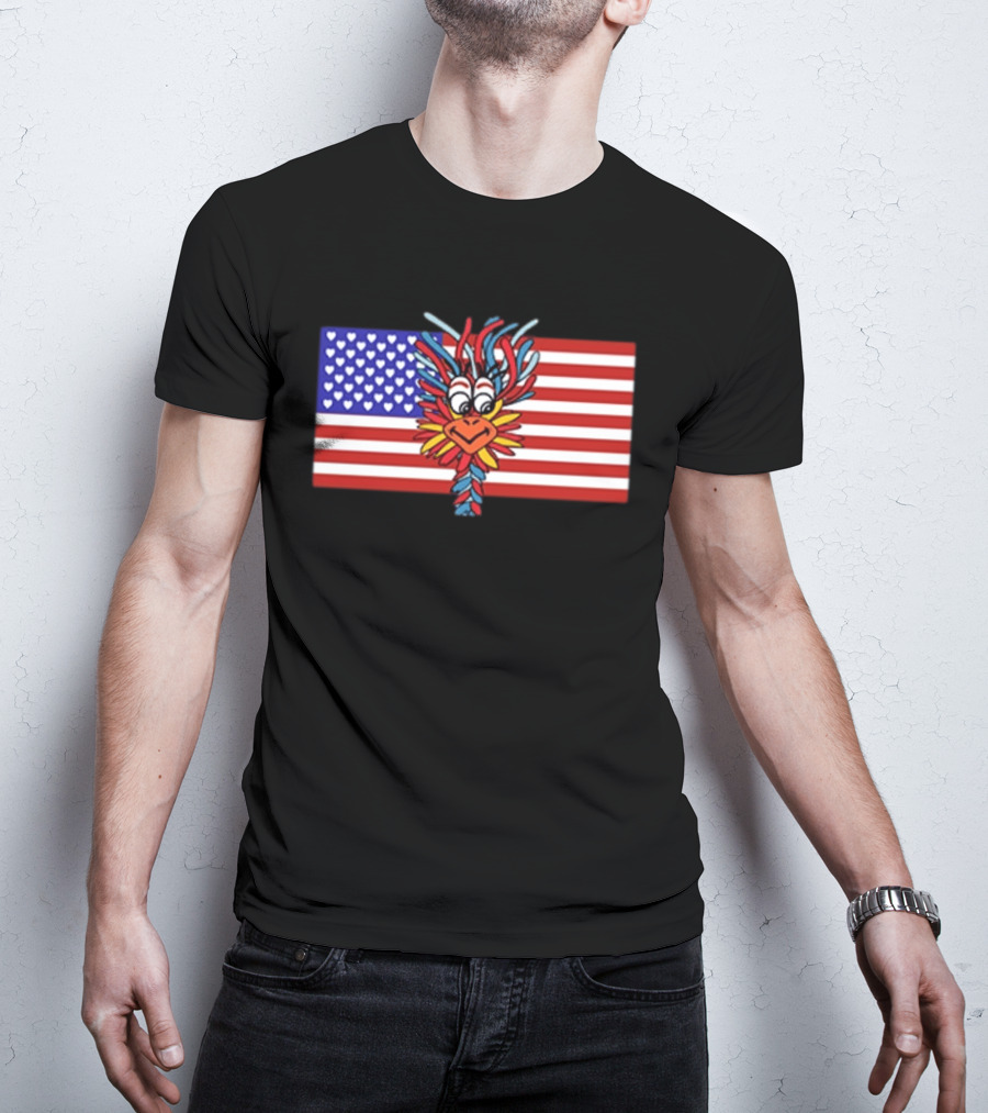Patriotic Gooney Bird American Flag Hearts And Stripes T-Shirt