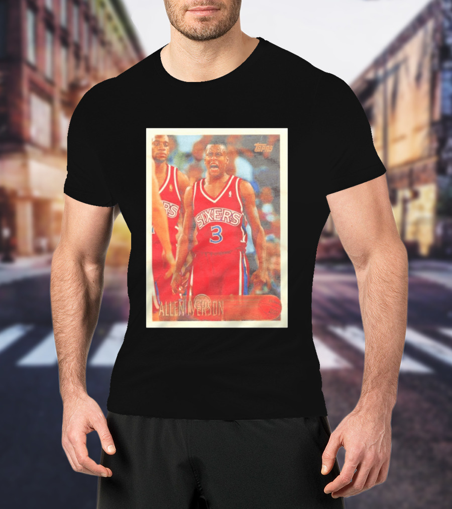 Allen Iverson Topps Philadelphia 76ers NBA Card T-Shirt