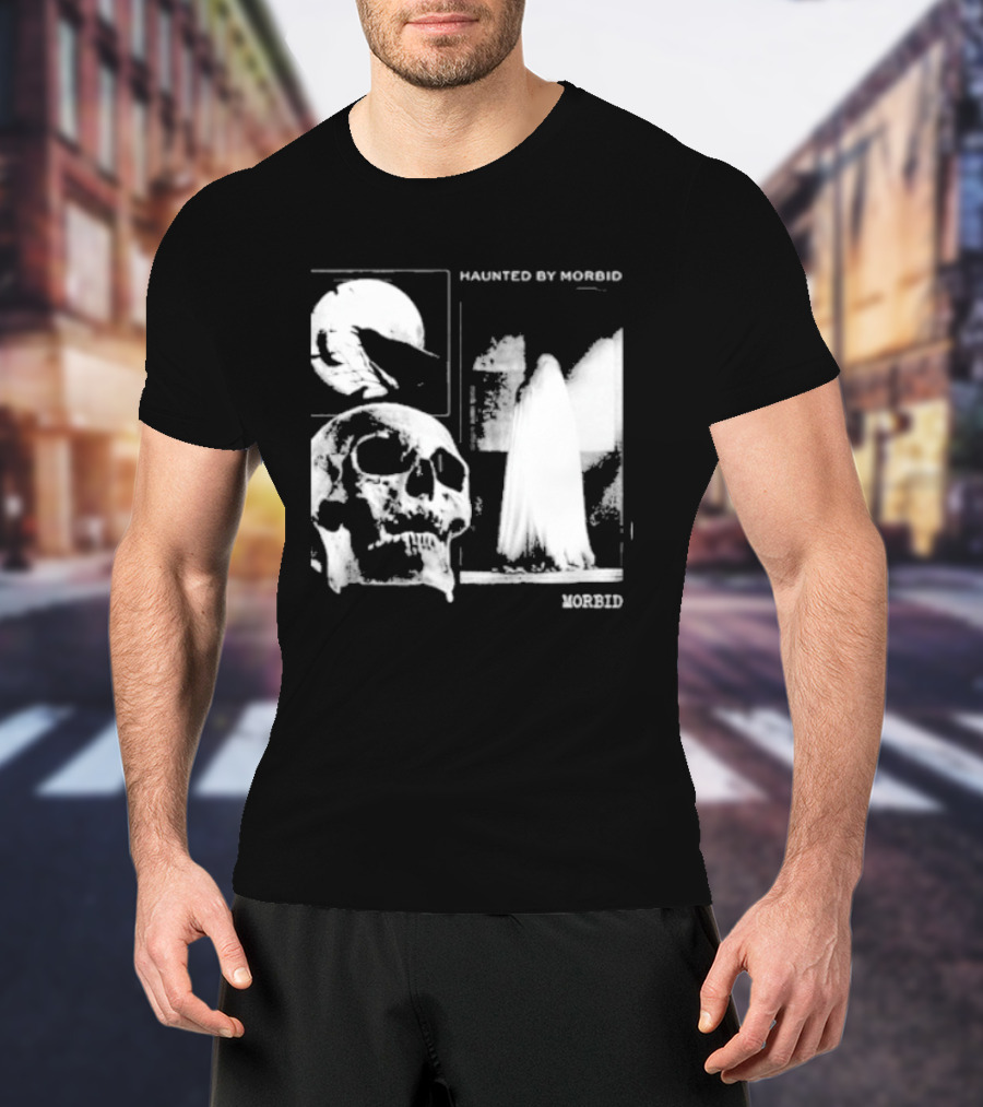 Haunted By Morbid Skull And Ghost Imagery Morbid Podcast T-Shirt