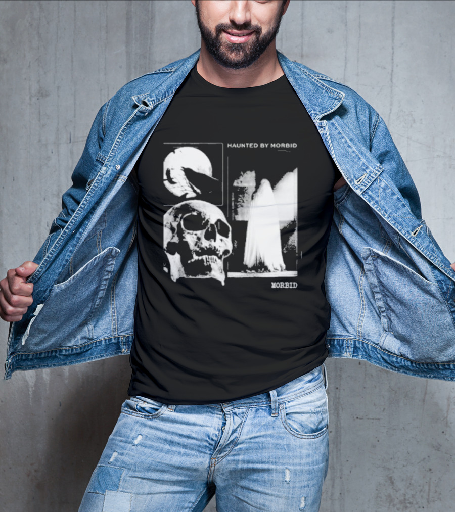Haunted By Morbid Skull And Ghost Imagery Morbid Podcast T-Shirt