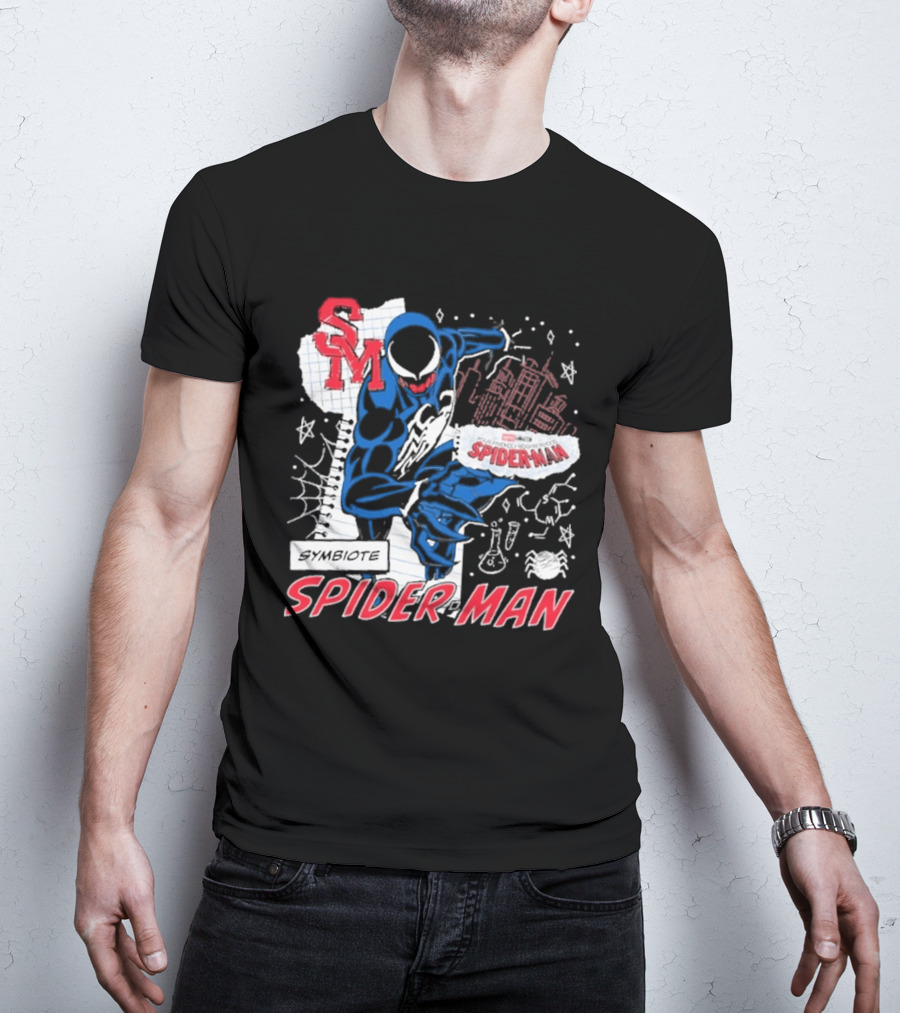 Marvel Symbiote Spider Man Sketch SM Spiderman In City Scene T-Shirt