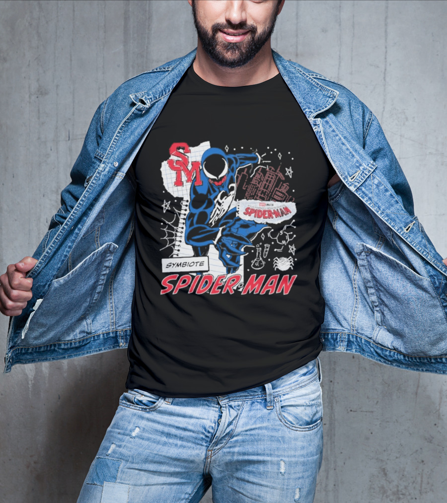 Marvel Symbiote Spider Man Sketch SM Spiderman In City Scene T-Shirt