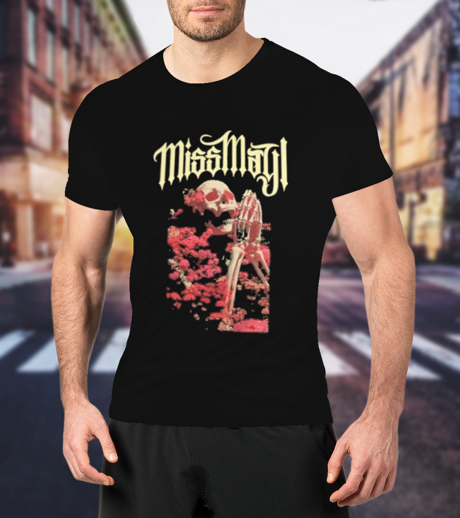 Miss May I Pray For Silence Skeleton Red Flowers T-Shirt