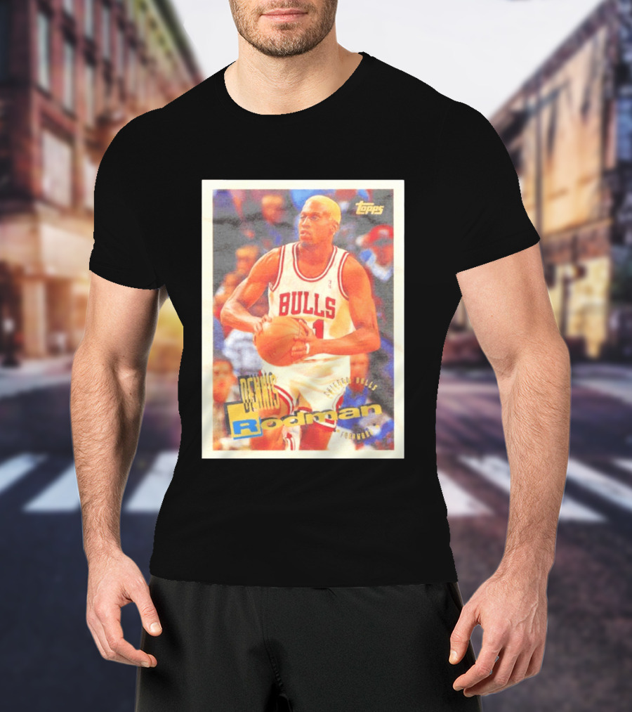 Dennis Rodman Chicago Bulls Topps Card NBA Forward T-Shirt