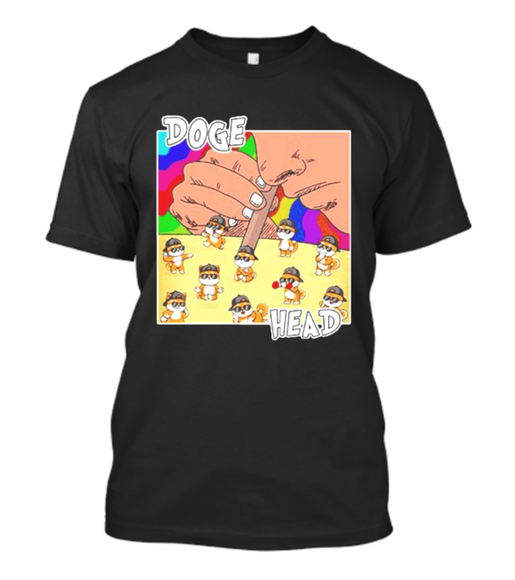 Doge Head Meme Cartoon With Dogs And Sunglasses T-Shirt