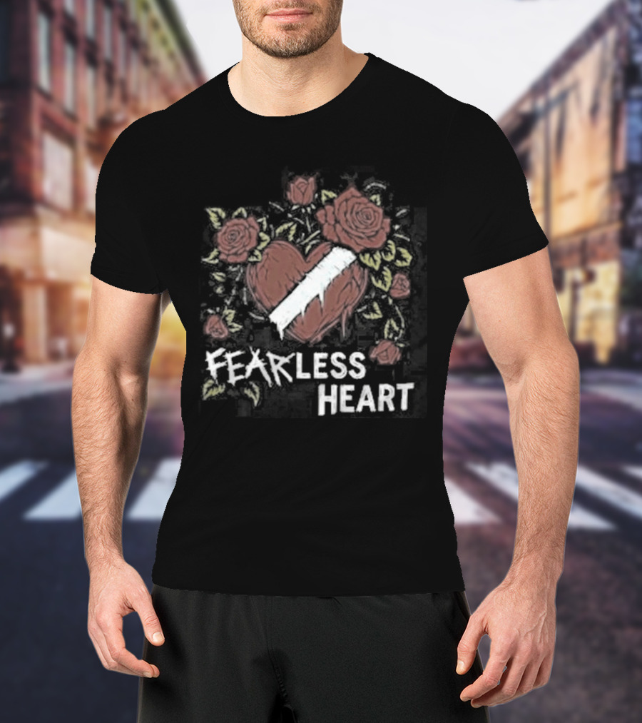 Fearless Heart Pink Roses And Yellow Leaves T-Shirt
