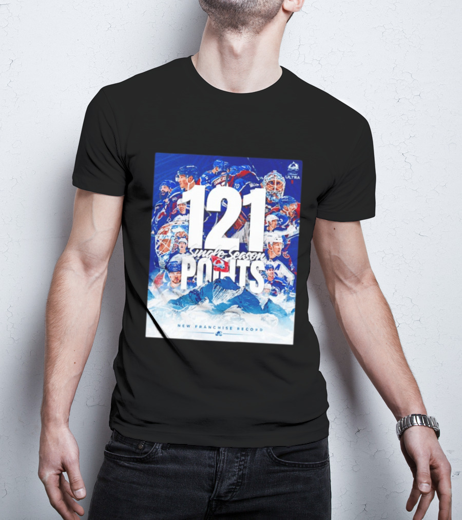 Colorado Avalanche 121 Single Season Points New Franchise Record T-Shirt