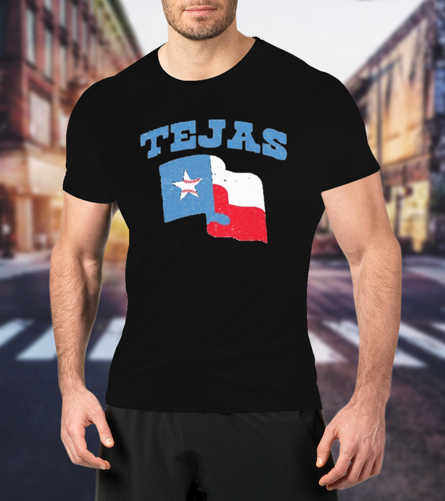 TEJAS Texas Flag With Baseball Star T-Shirt