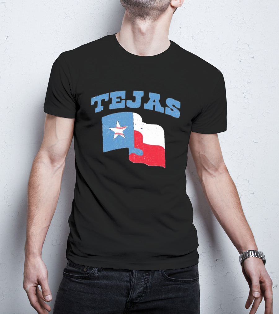TEJAS Texas Flag With Baseball Star T-Shirt