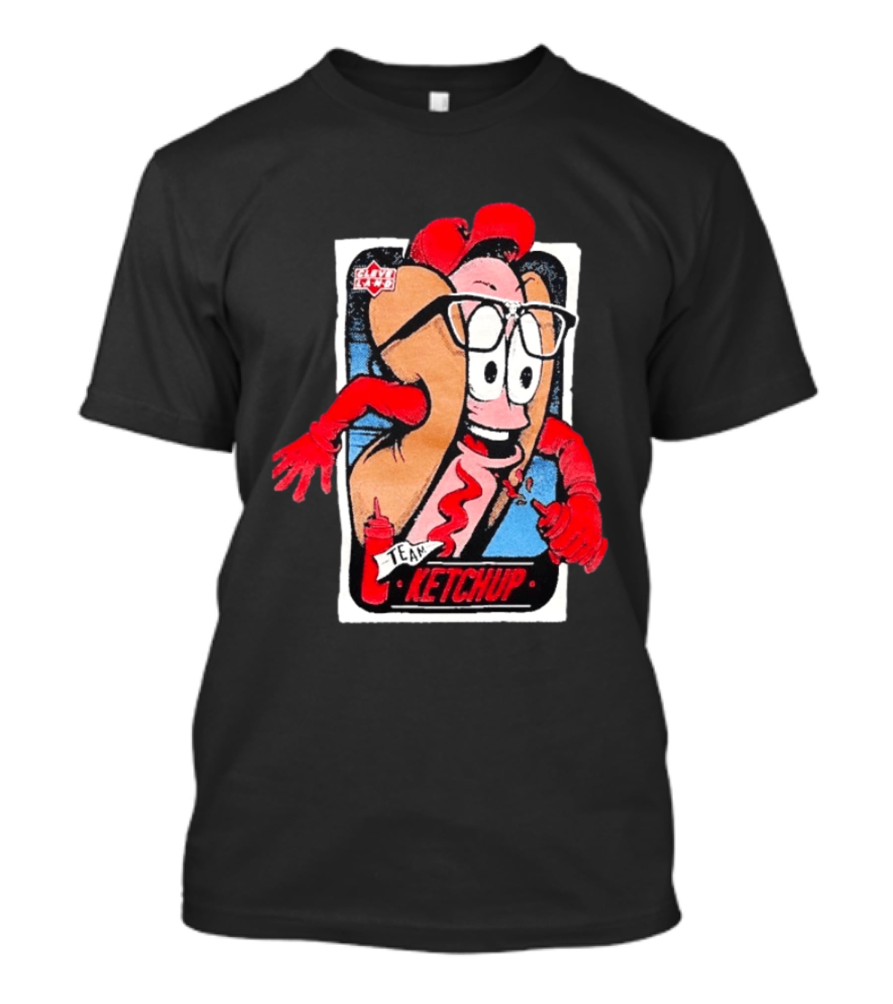 Cleveland Hot Dog Character Glasses Team Ketchup T-Shirt