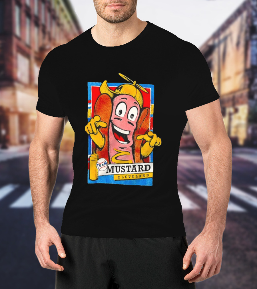 Cleveland Team Mustard Hot Dog Character Colorful T-Shirt