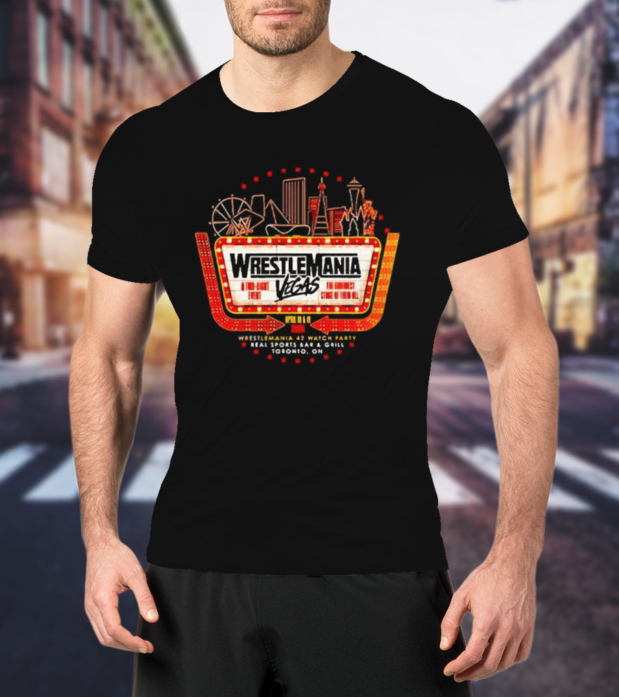 WrestleMania Vegas Skyline Party Fremont St WWE WrestleMania 42 T-Shirt
