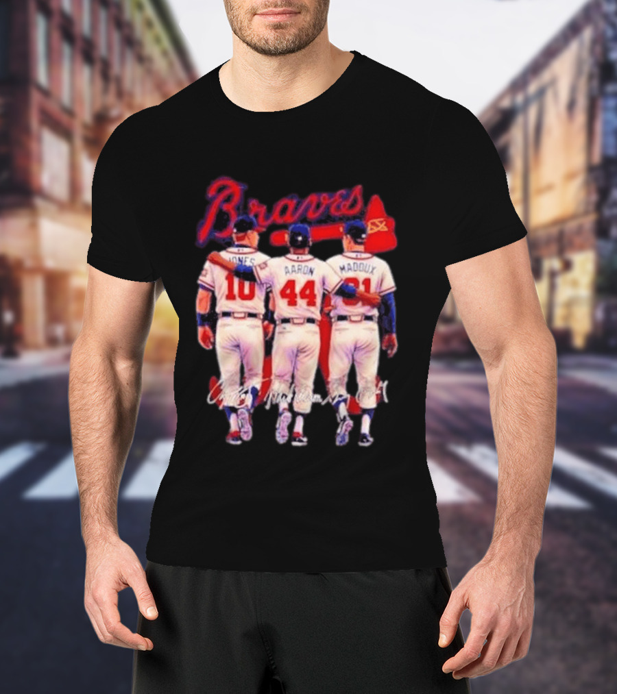 Atlanta Braves Jones Aaron Maddux Iconic Baseball Legends T-Shirt