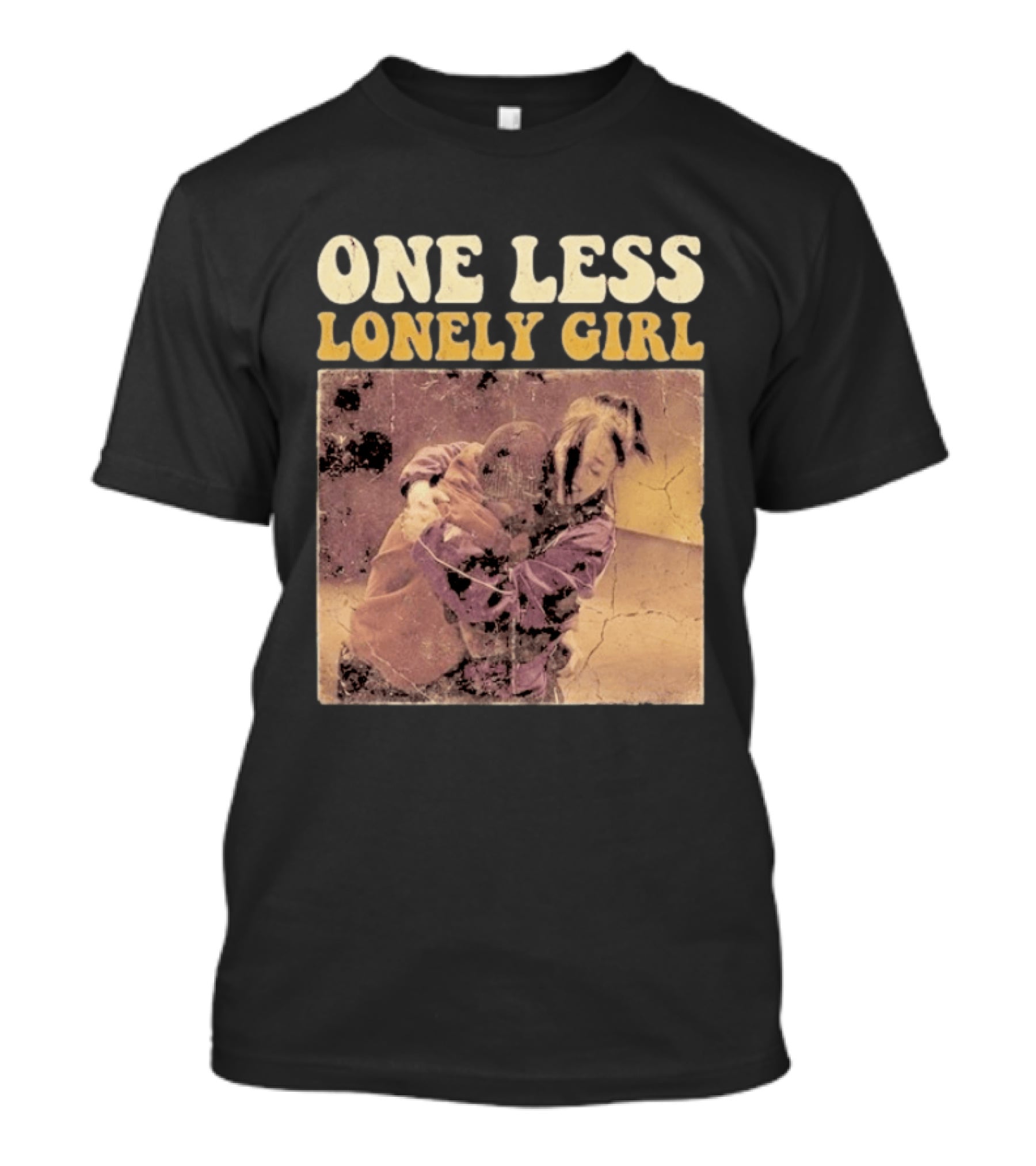 Billie Eilish Justin Bieber One Less Lonely Girl Vintage Style Hug Scene T-Shirt