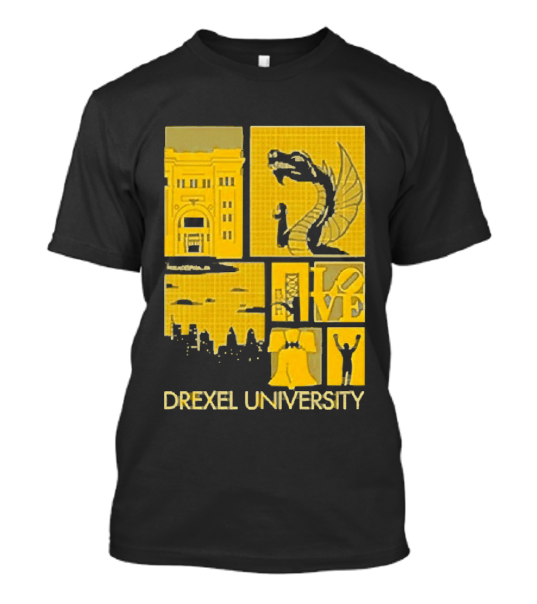 Drexel University Dragons Skyline Liberty Bell Icon Philadelphia T-Shirt