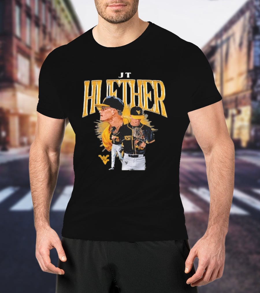 JT Huether West Virginia Mountaineers Baseball Player WV T-Shirt