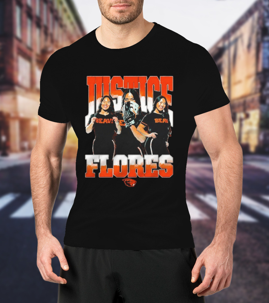 Justice Flores Beavers NCAA Oregon State Softball Player Collage T-Shirt