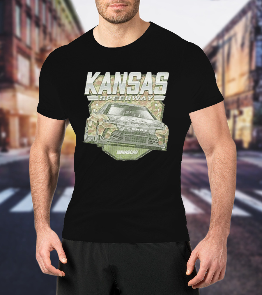 Kansas Speedway Camo Nascar Car Racing Americana T-Shirt