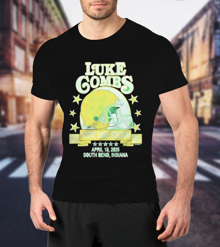 Luke Combs Notre Dame Stadium April 18 2026 South Bend Indiana Helmet Football Event T-Shirt