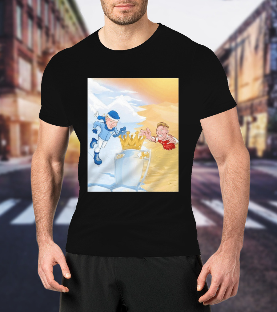 Manchester City Versus Arsenal April 2026 Premier League Title Showdown Cartoon T-Shirt