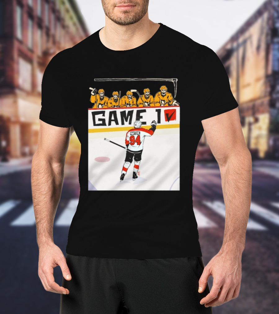 Philadelphia Flyers Porter Martone Celebrates Game 1 Win Over Pittsburgh Penguins T-Shirt