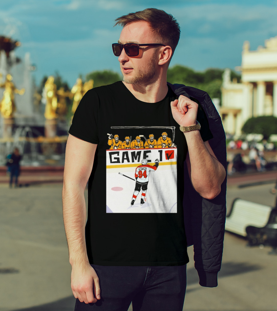 Philadelphia Flyers Porter Martone Celebrates Game 1 Win Over Pittsburgh Penguins T-Shirt