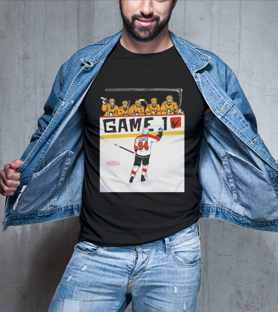 Philadelphia Flyers Porter Martone Celebrates Game 1 Win Over Pittsburgh Penguins T-Shirt