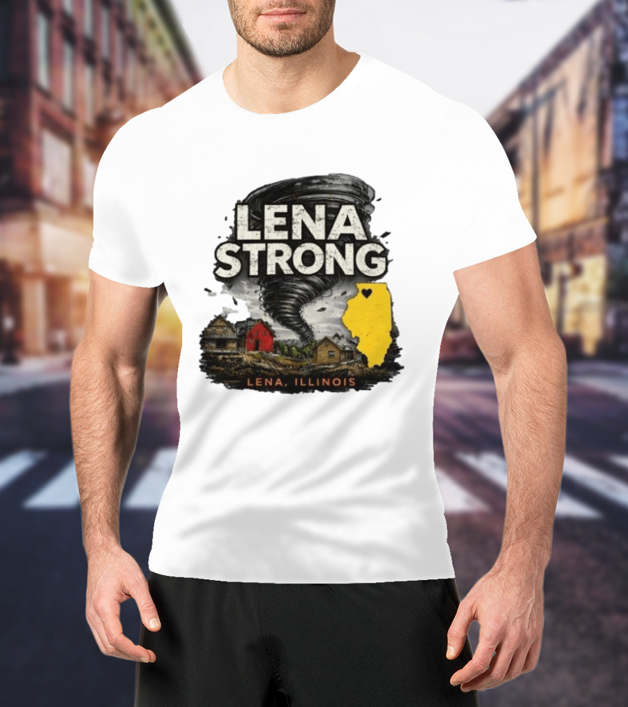 Lena Strong Illinois Tornado Heart Support T-Shirt
