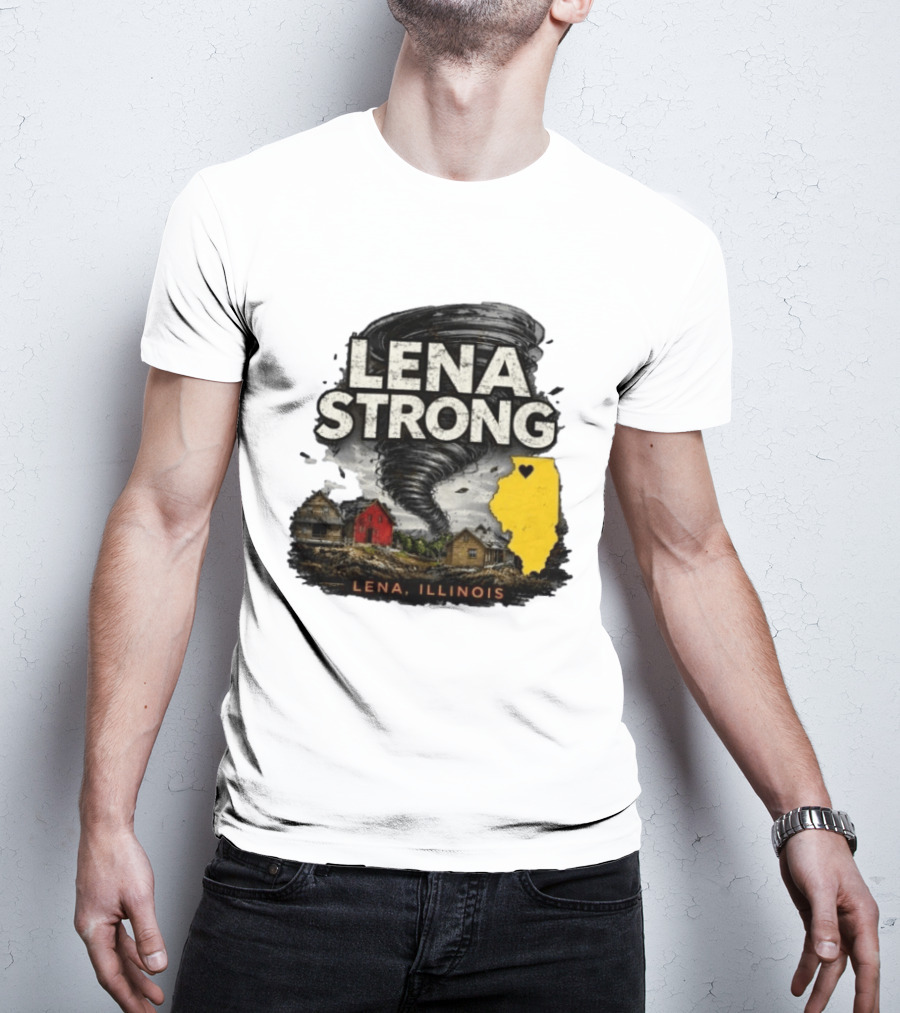 Lena Strong Illinois Tornado Heart Support T-Shirt