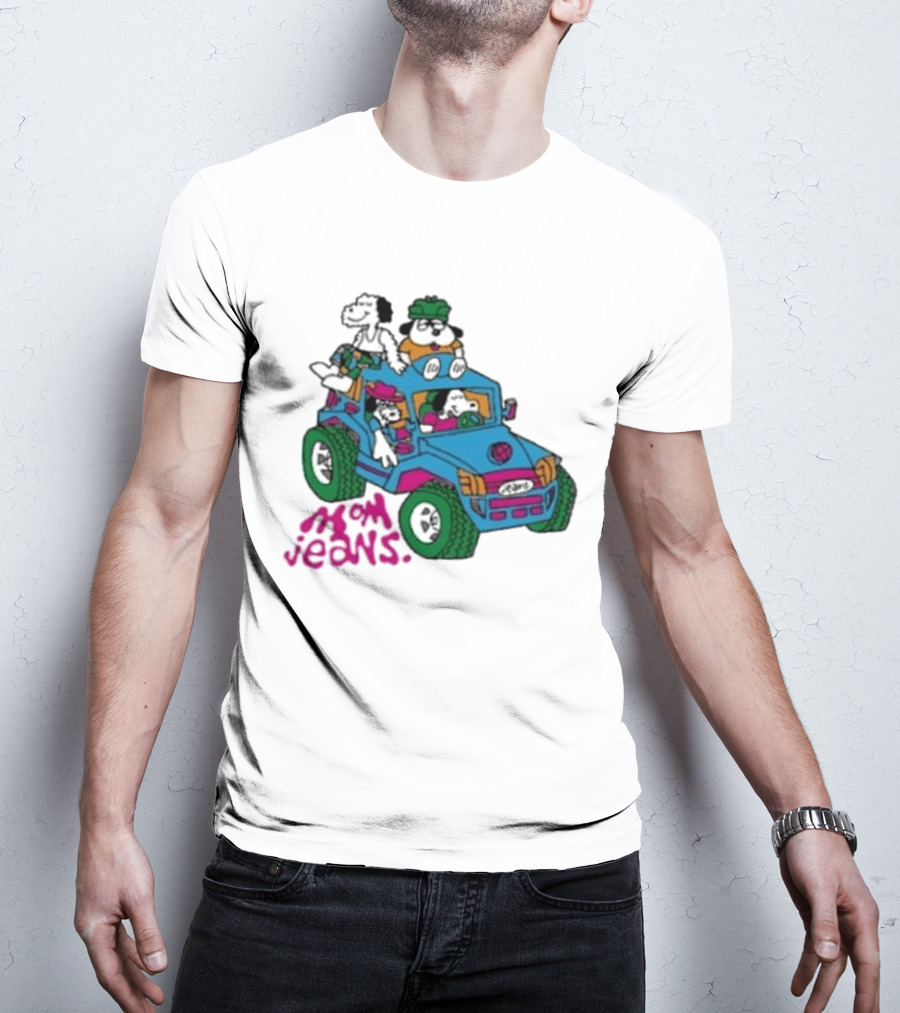 Mom Jeans Gorillaz Cartoon Characters Off Road Jeep Mock T-Shirt