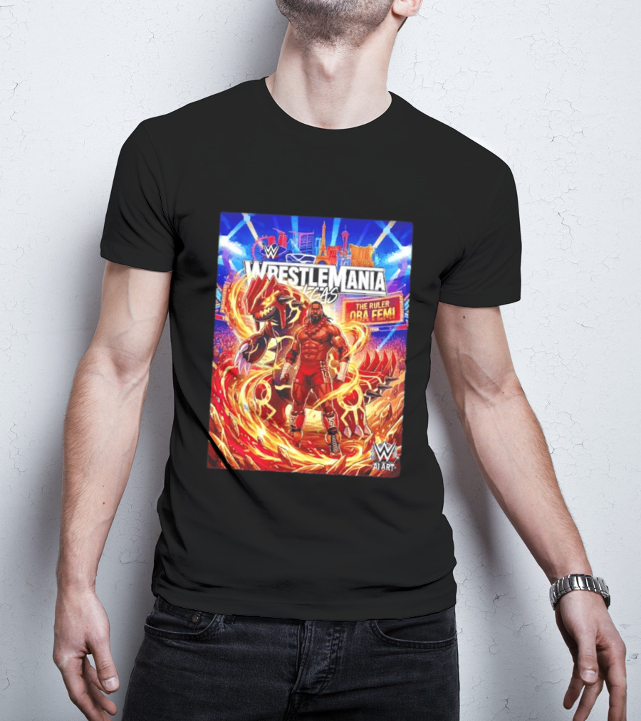 WrestleMania Vegas Pokémon Groudon X The Ruler Oba Femi WWE Superstar T-Shirt